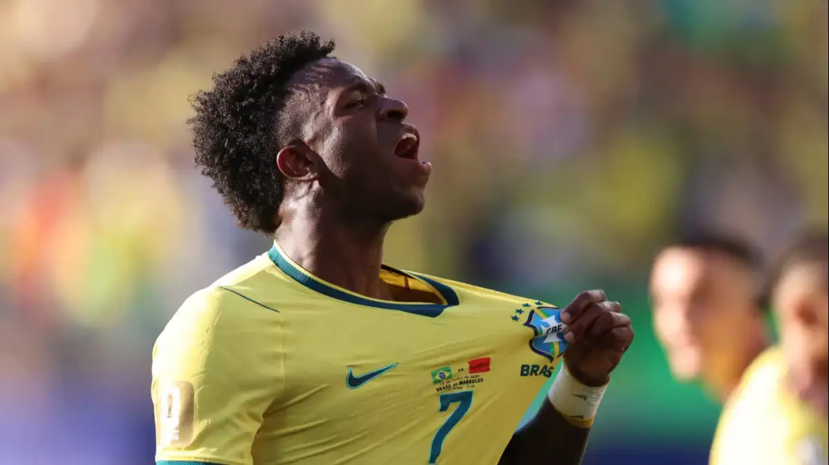 viny jr comemora gol do brasil contra marrocos