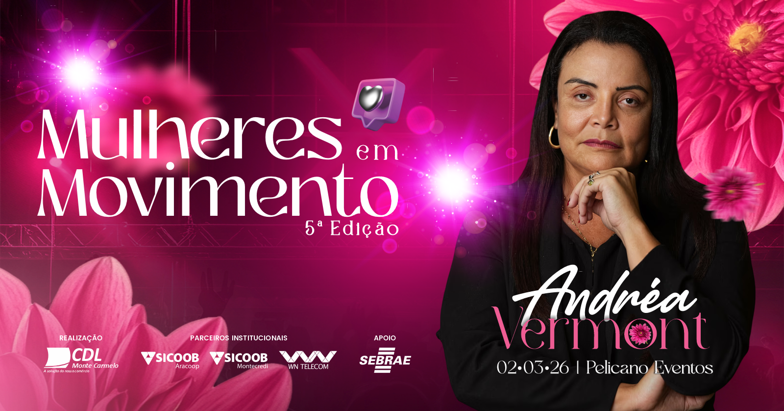CDL Monte Carmelo anuncia Andréa Vermont como atração principal do Mulheres em Movimento 2026