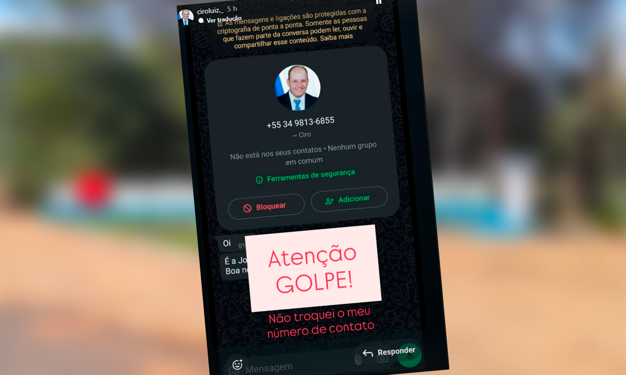 Criminosos usam foto do prefeito de Abadia dos Dourados para aplicar golpes via WhatsApp
