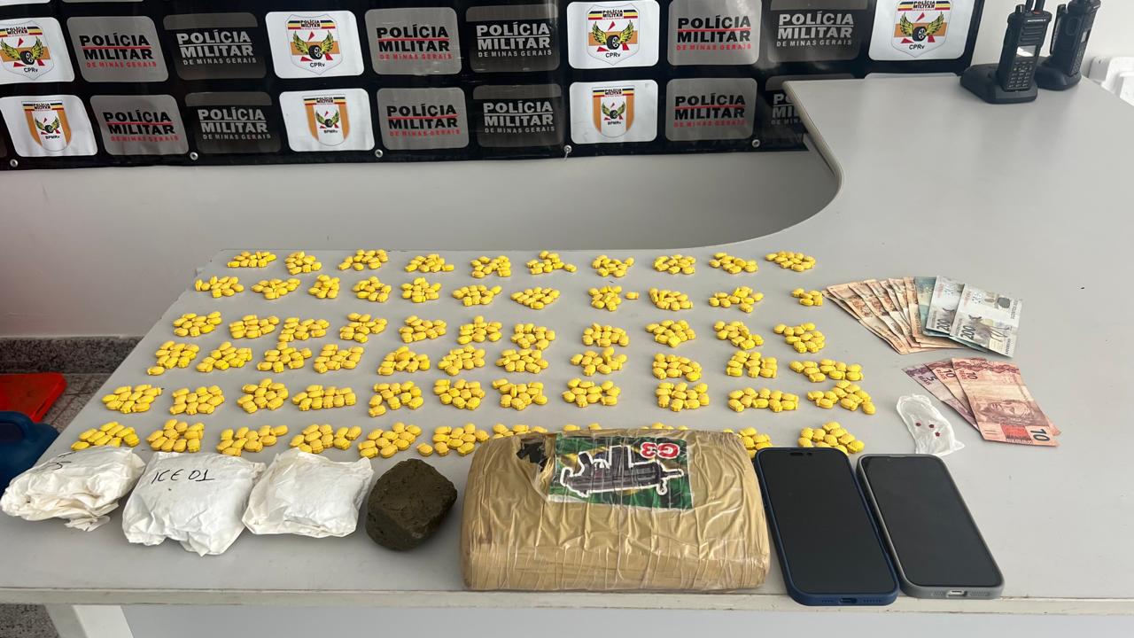 Homem é preso com ecstasy, haxixe e maconha na MGC-462 em Patrocínio