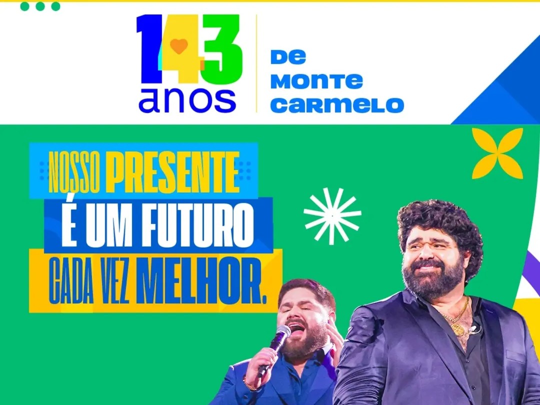Monte Carmelo divulga programação completa do aniversário de 143 anos