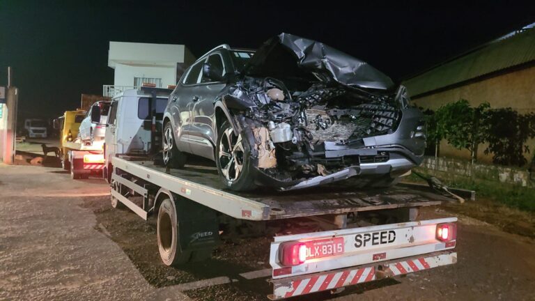carro danificado após colisão frontal na br-365